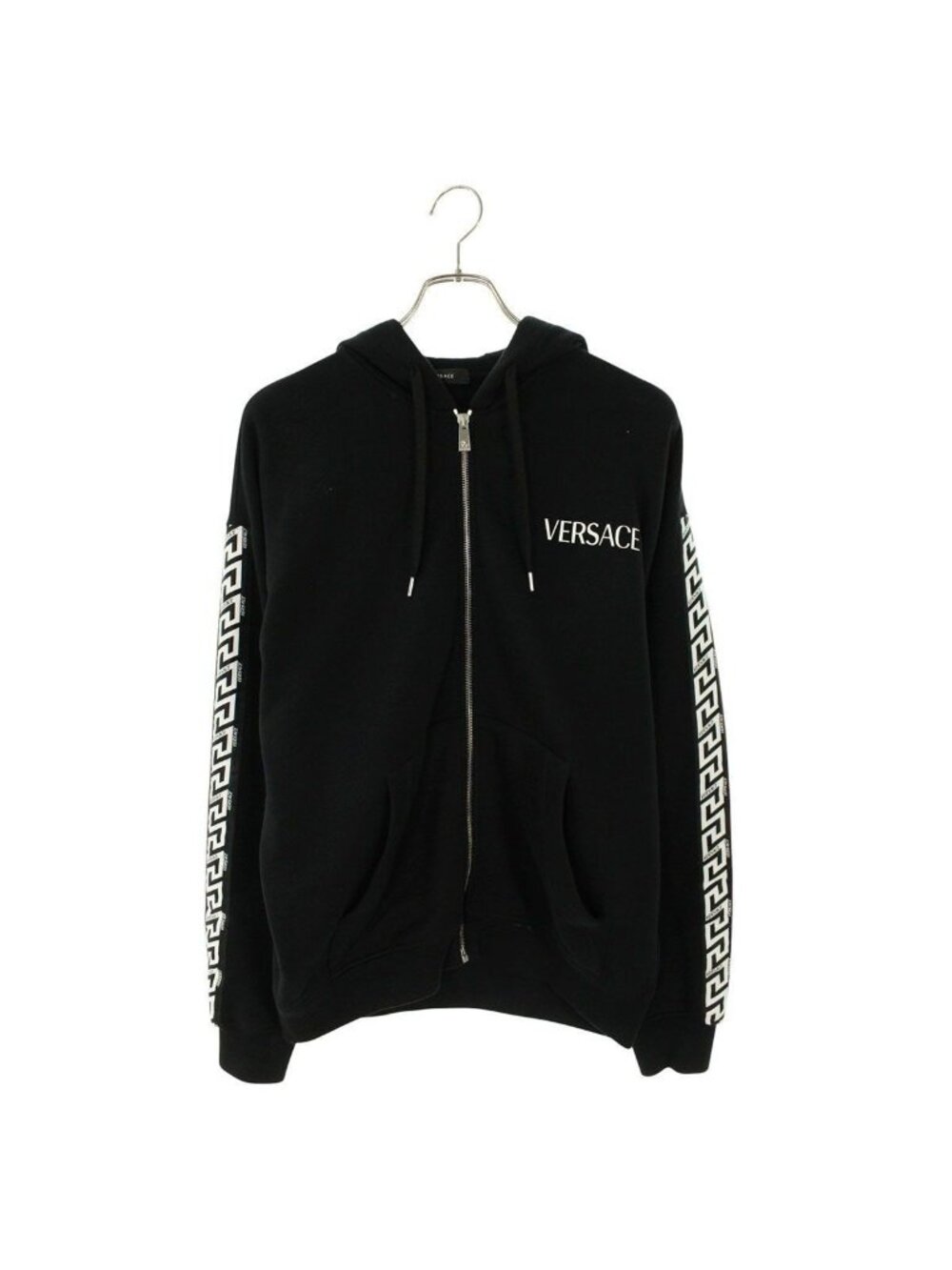 Versace Logo Print Zip Up Hoodie